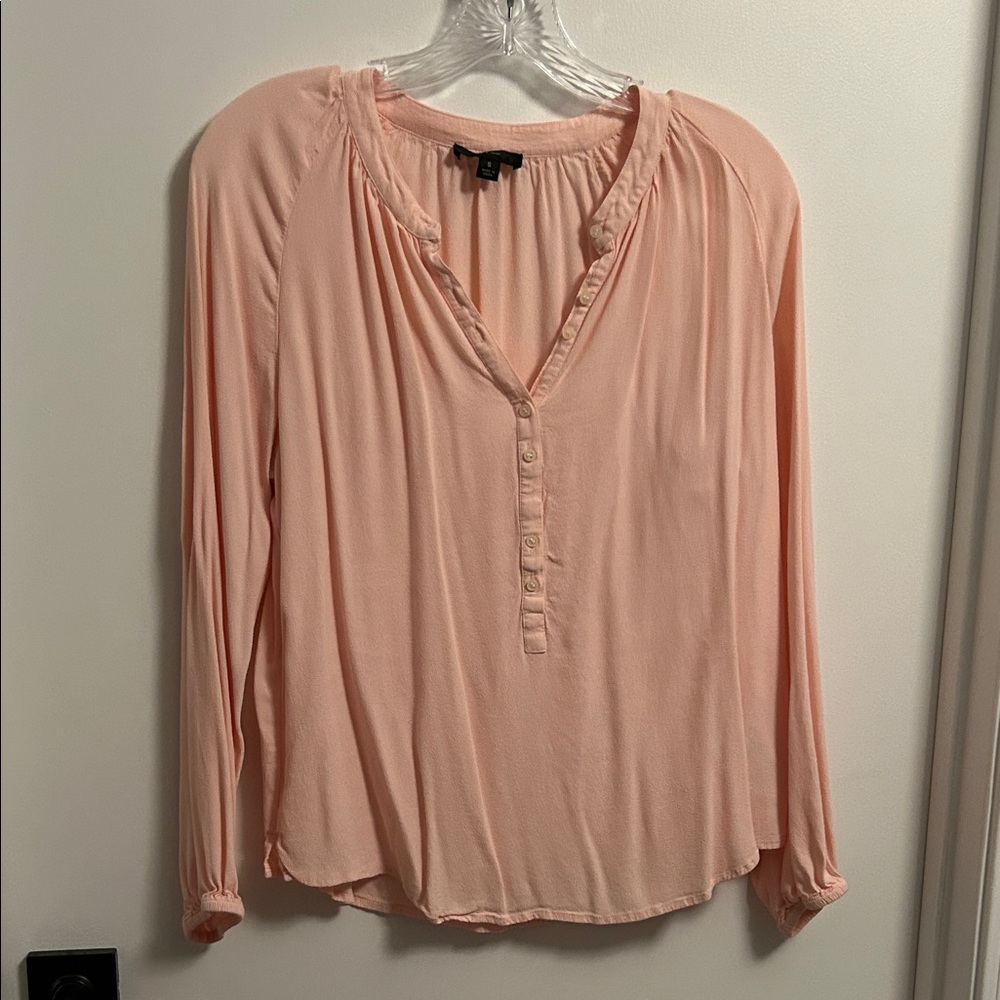 J. Crew Light Pink Crepe Button-Front Blouse